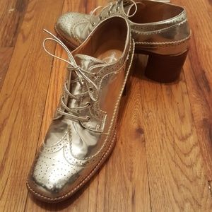 Silver Chunky Heel Brogues